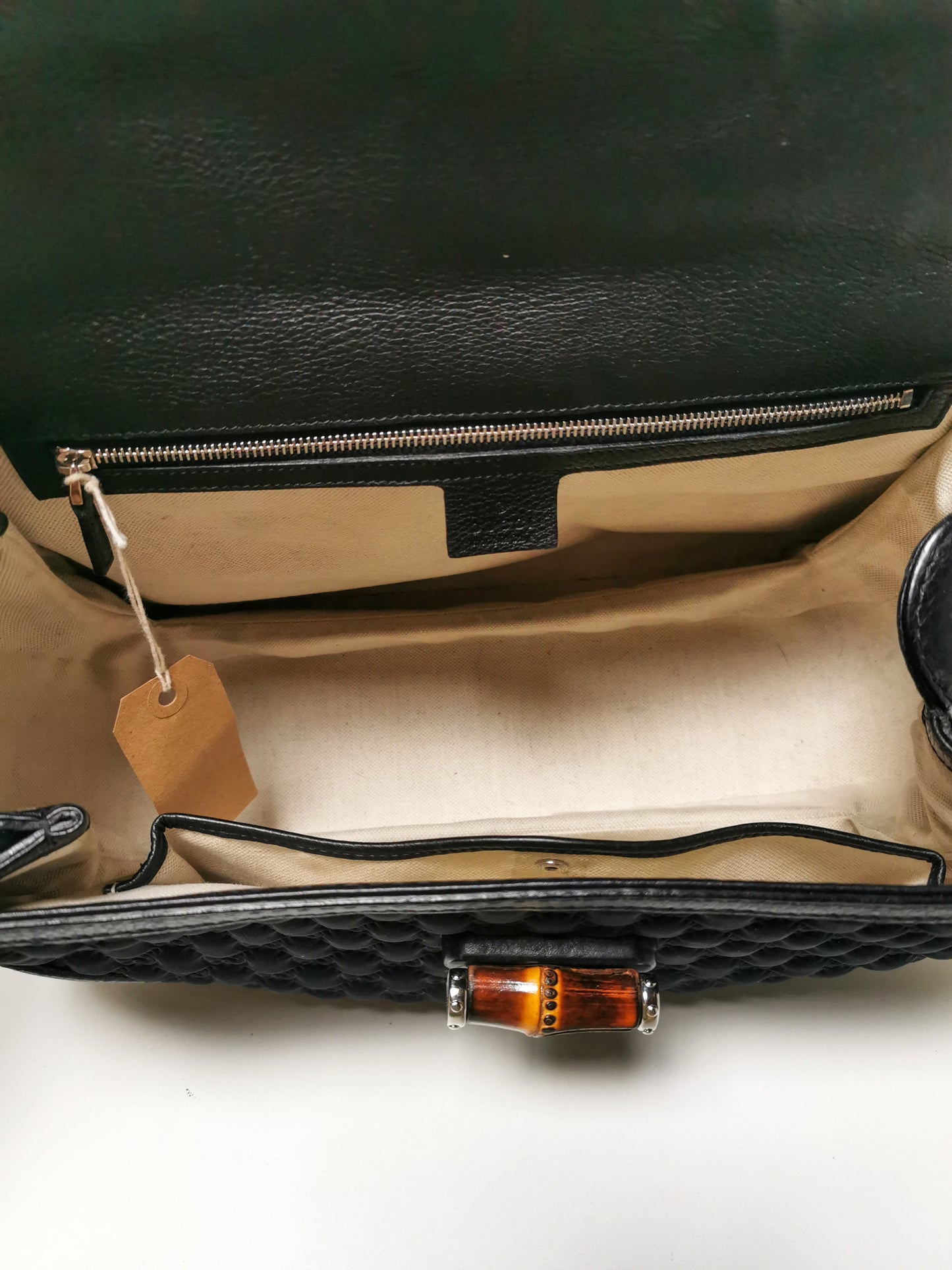 Gucci black GG neoprene Bamboo Bag