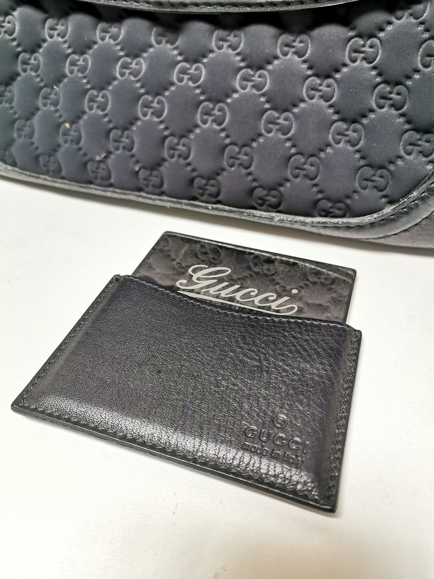 Gucci black GG neoprene Bamboo Bag