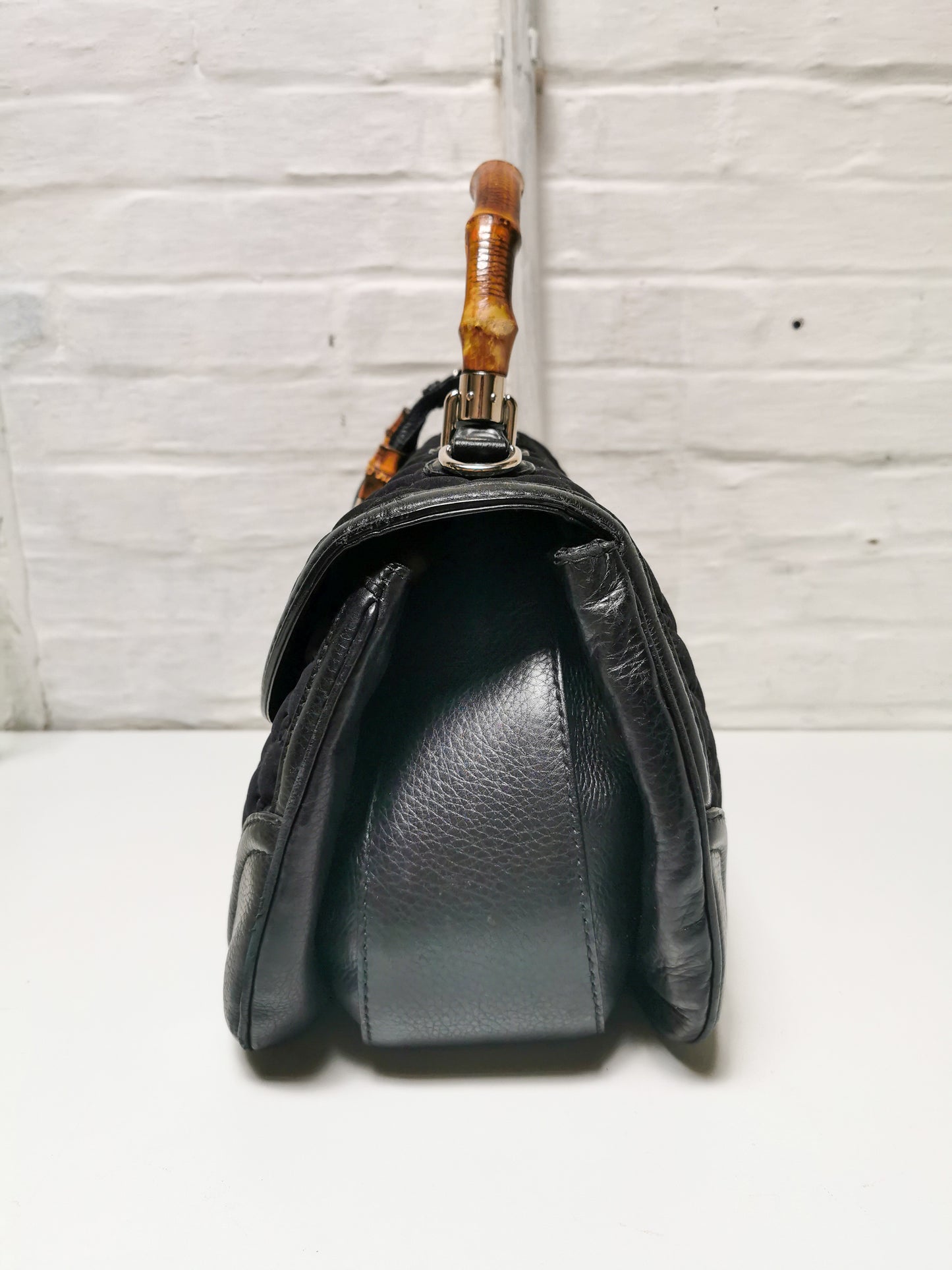 Gucci black GG neoprene Bamboo Bag