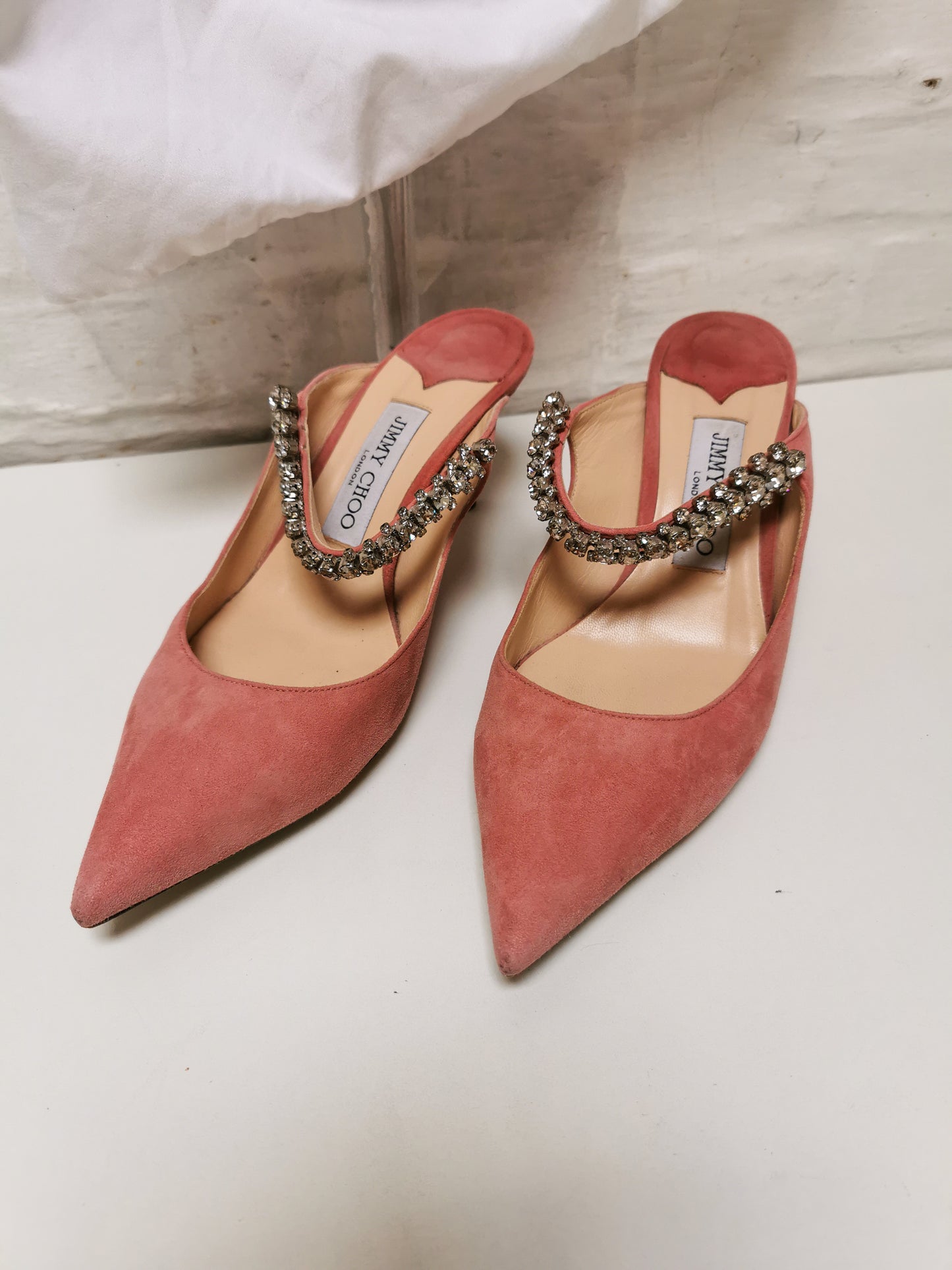 Jimmy Choo suede crystal embellished mules