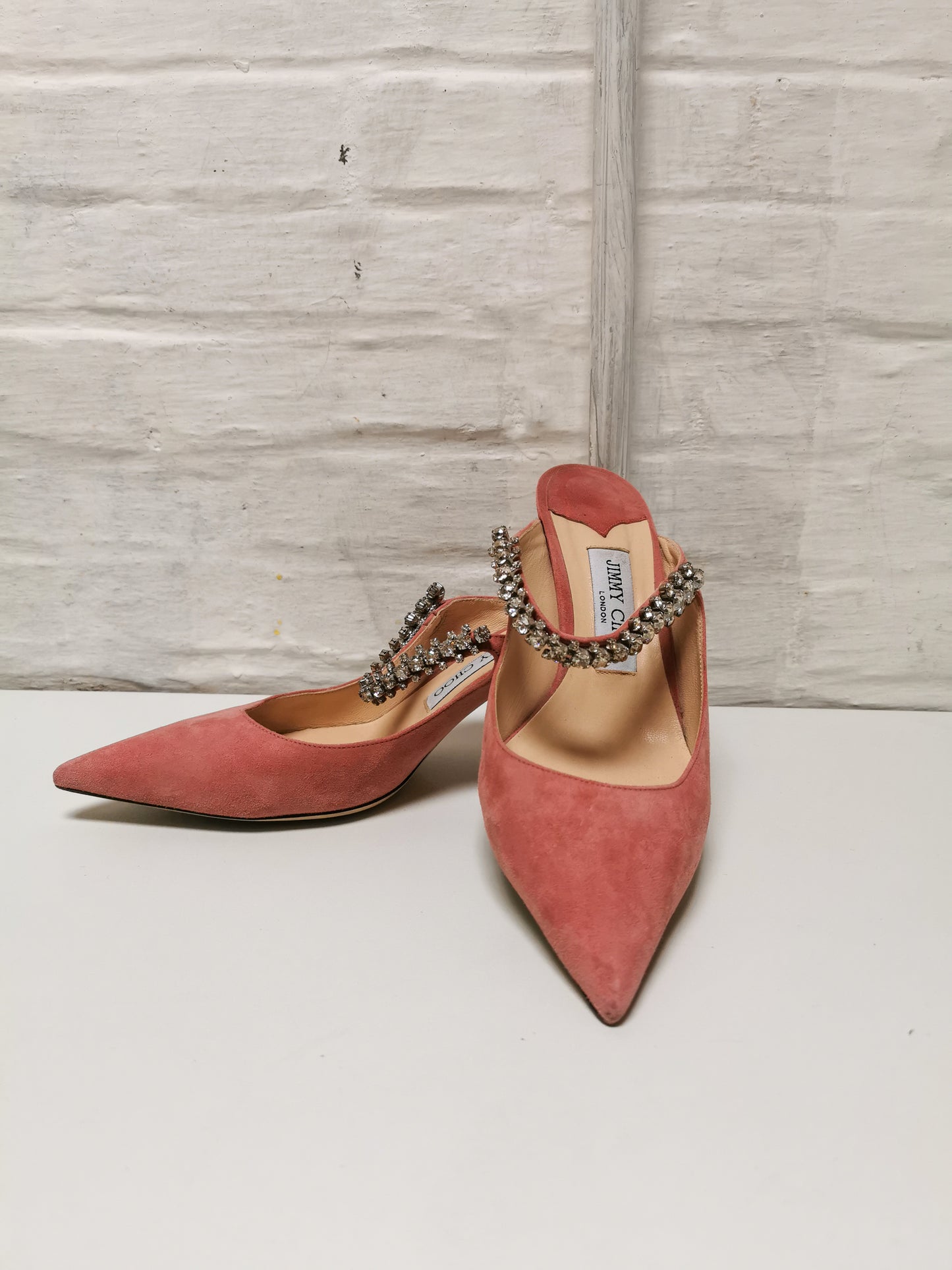 Jimmy Choo suede crystal embellished mules