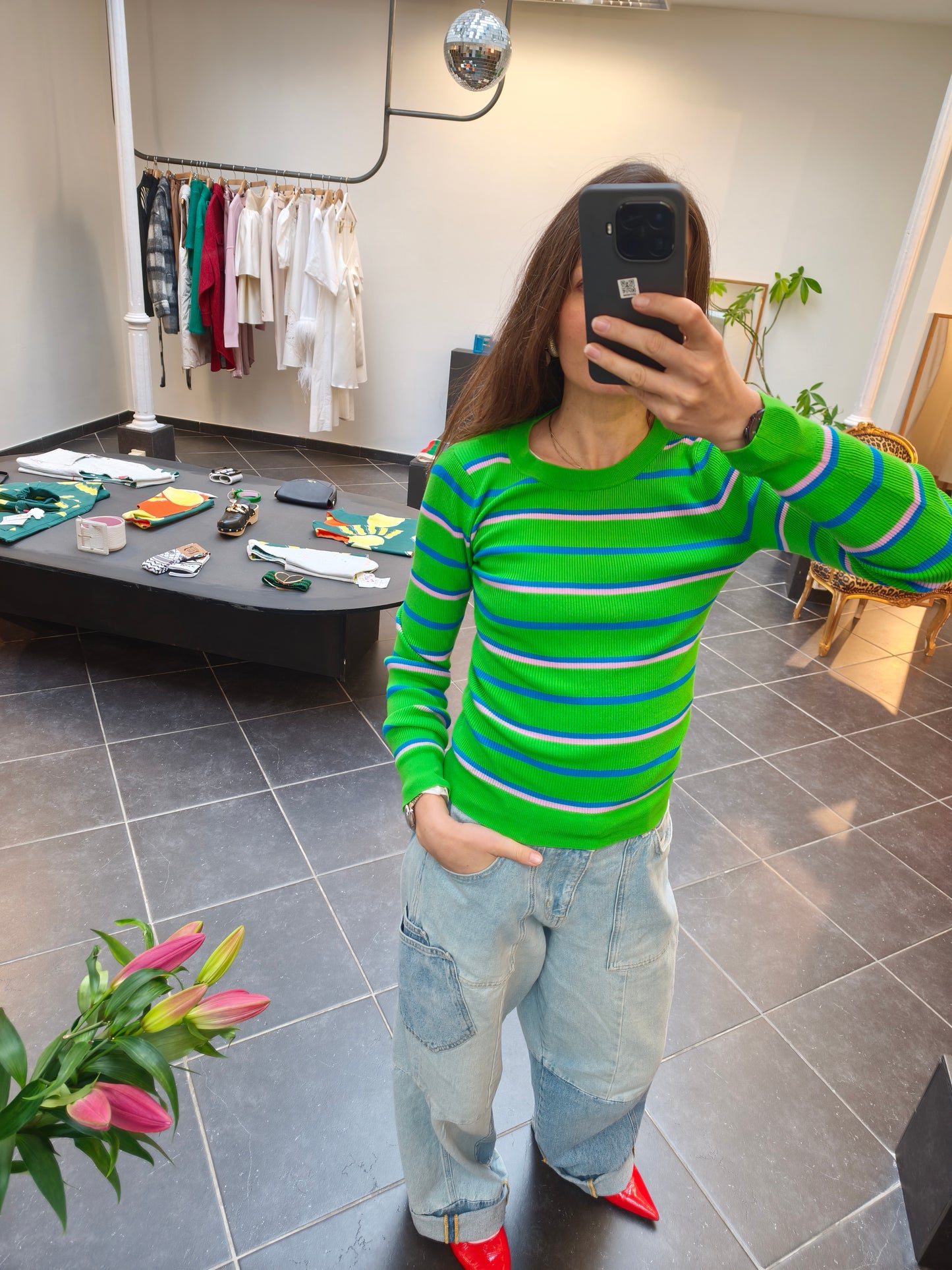 Essentiel longsleeve groen strepen