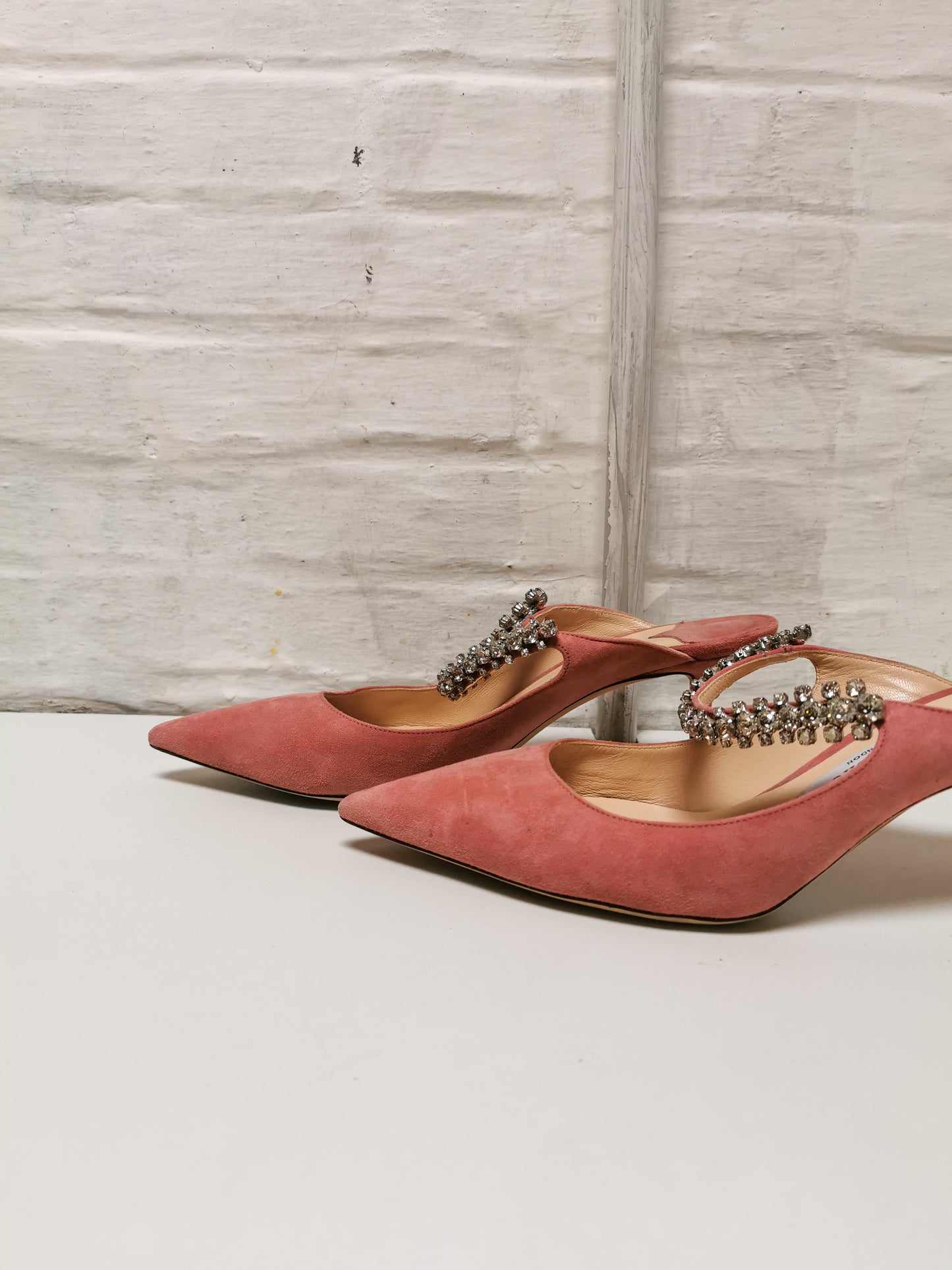 Jimmy Choo suede crystal embellished mules