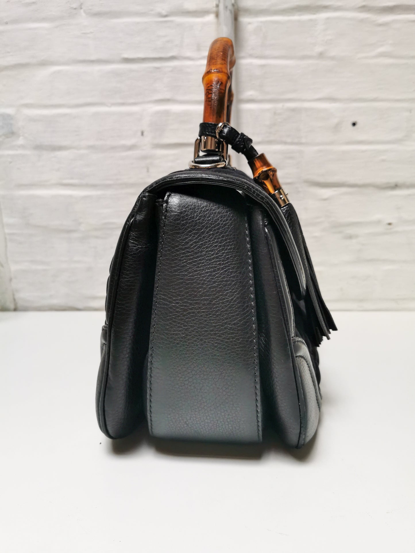 Gucci black GG neoprene Bamboo Bag