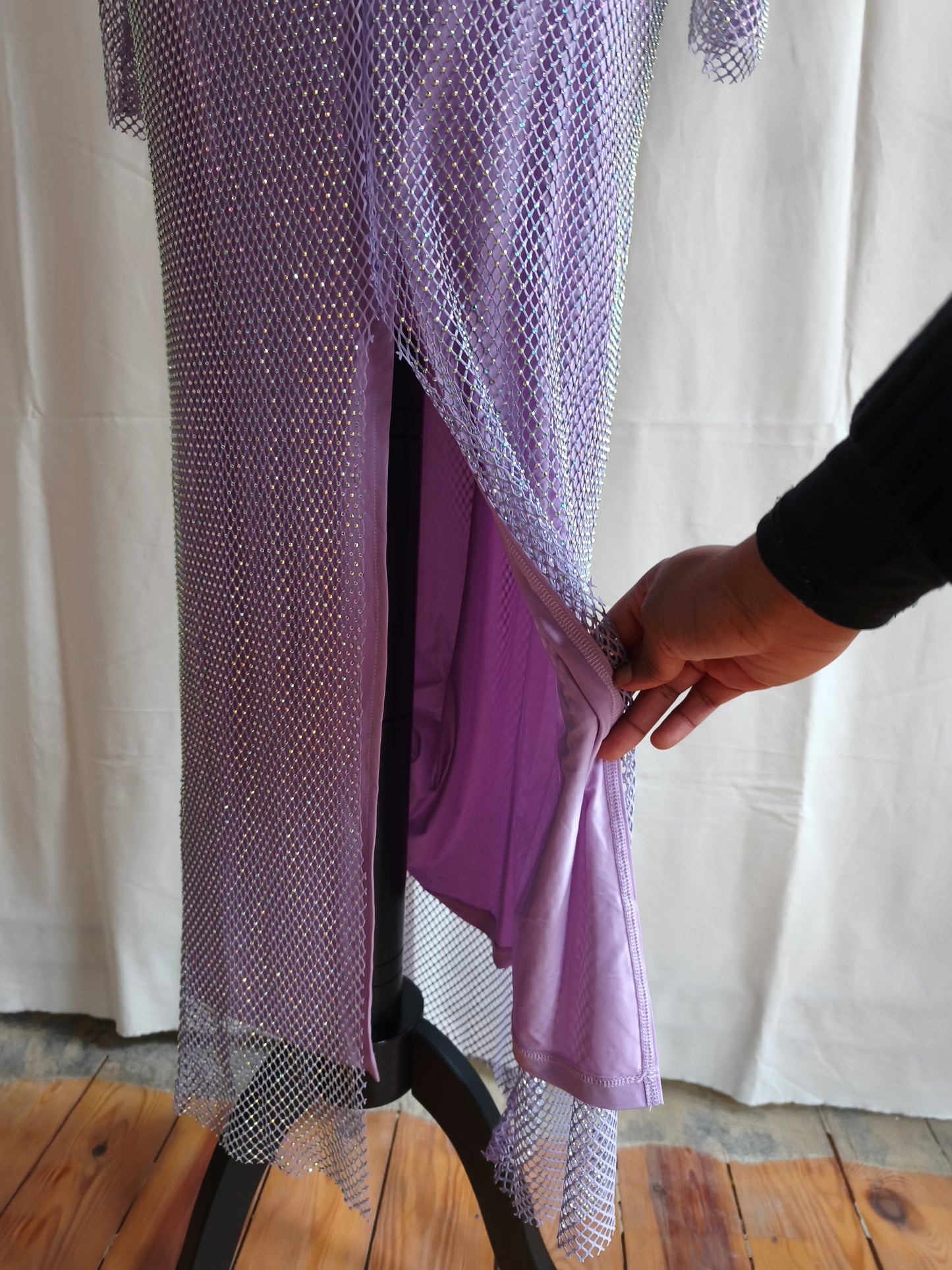 Essentiel lila fishnet rok