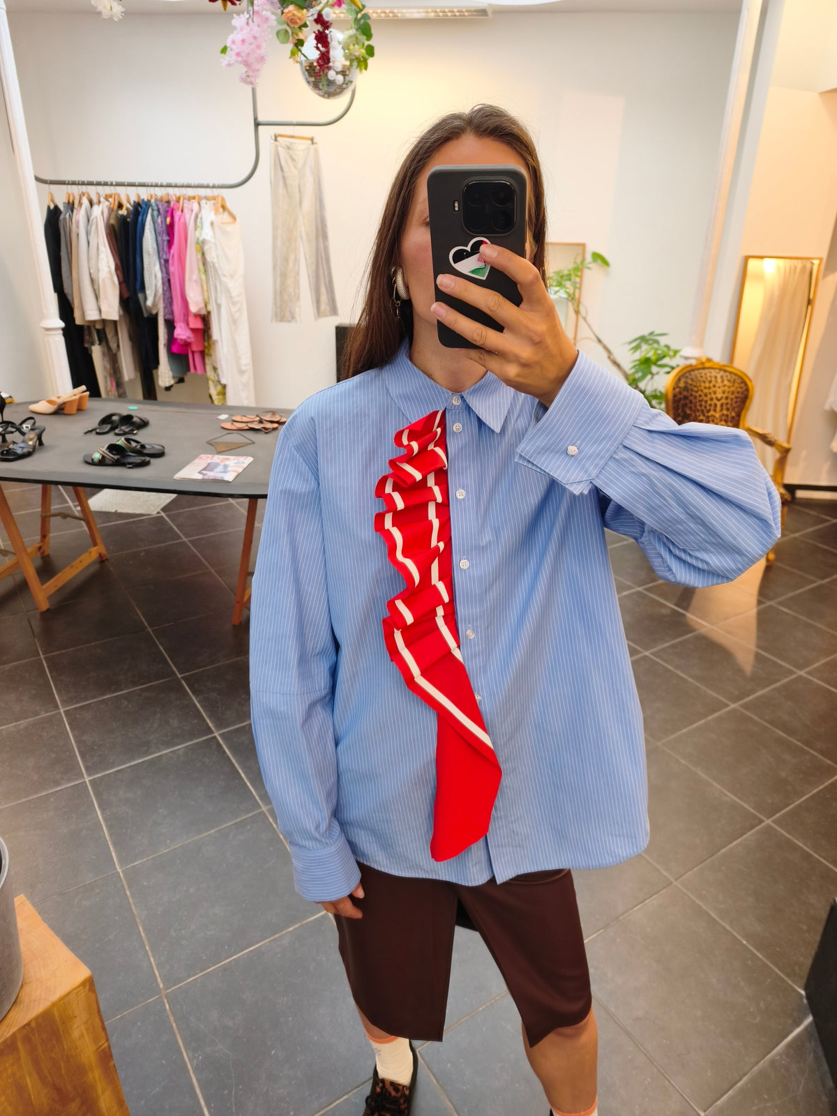 Essentiel hemd blauw/rood