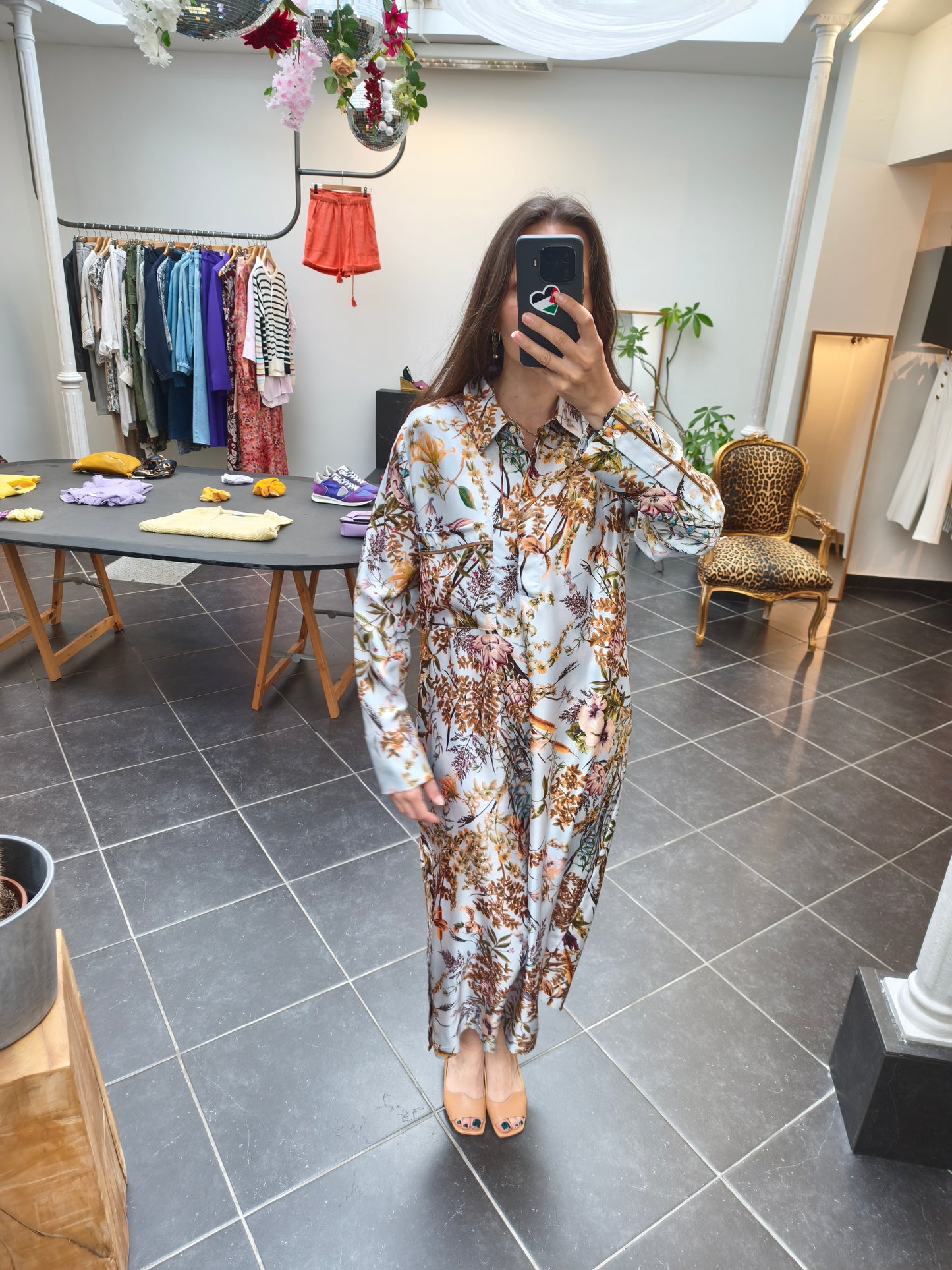 Momoni jurk blauw print bloemen