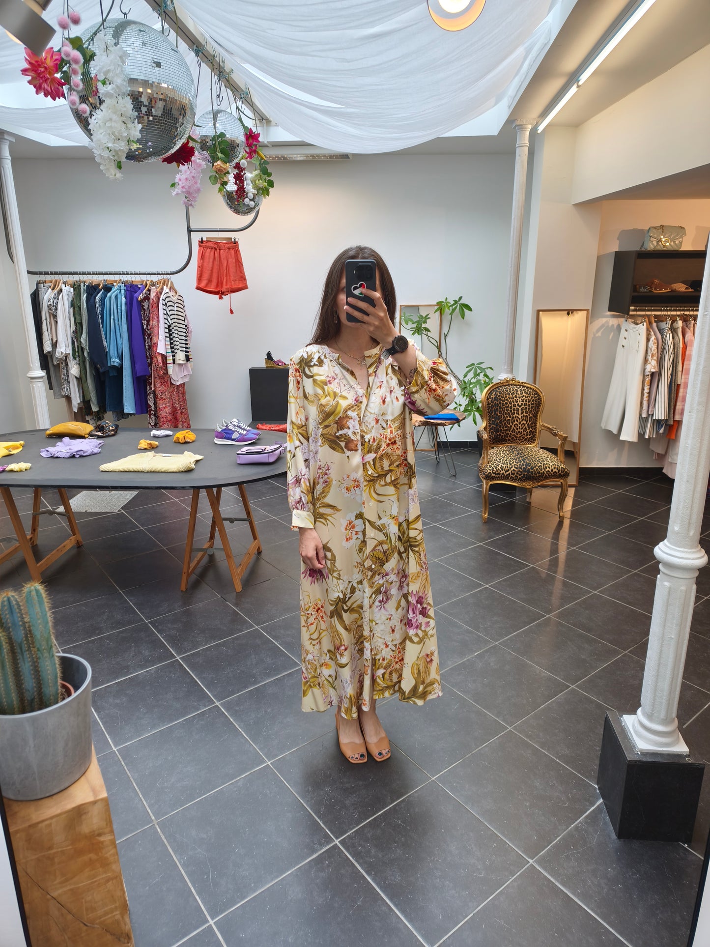 Momoni jurk geel print bloemen